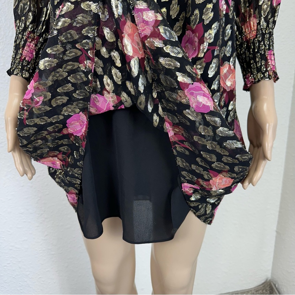 Kate Spade mini dress metallic black Rose Garden retro cottage Fairy coquette - Picture 7 of 13